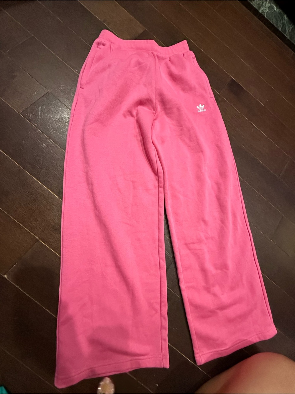 adidas women’s Bright Pink Wide-Leg Sweatpants